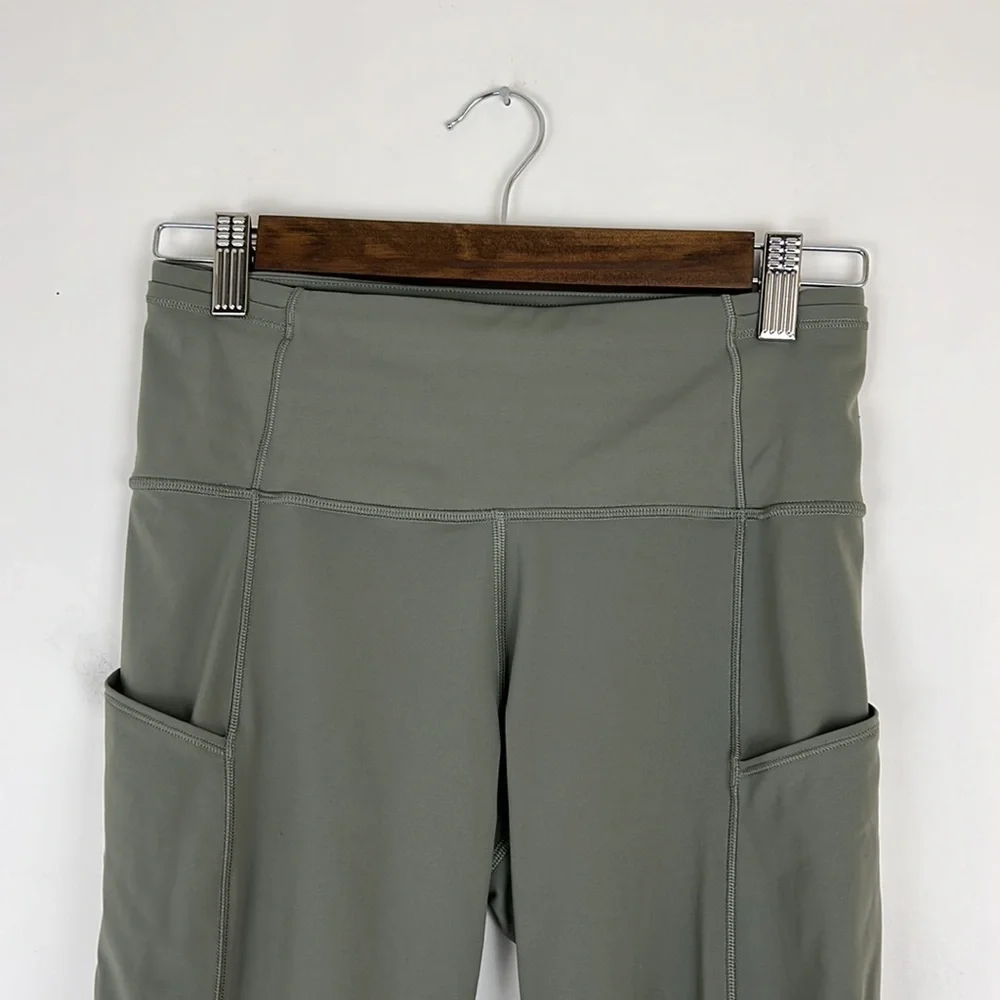 LULULEMON Fast & Free Crop II Nulux 19” Dark Olive 6 - Picture 7 of 13